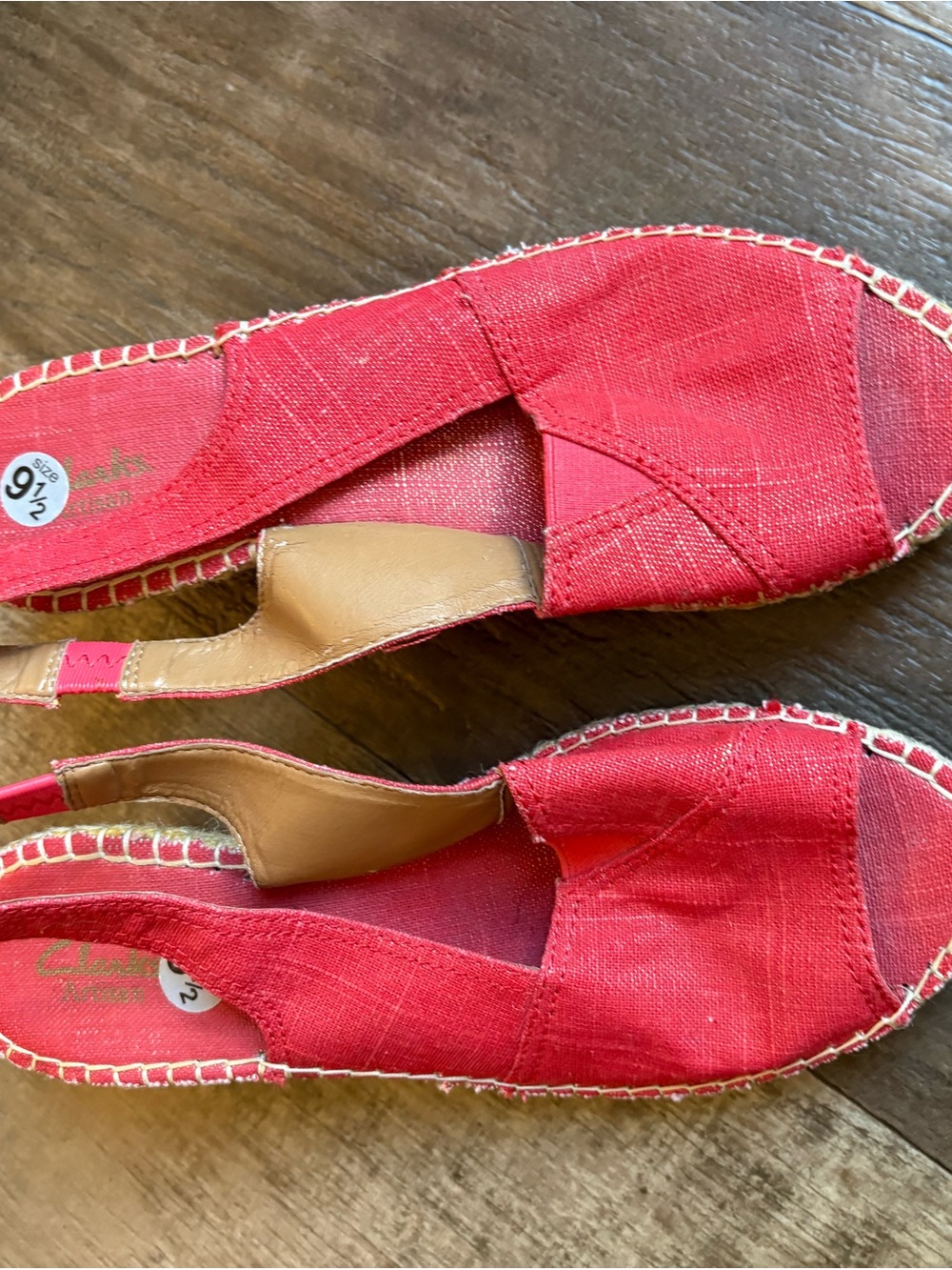 Clarks Red Canvas Espadrille Slingback Flats